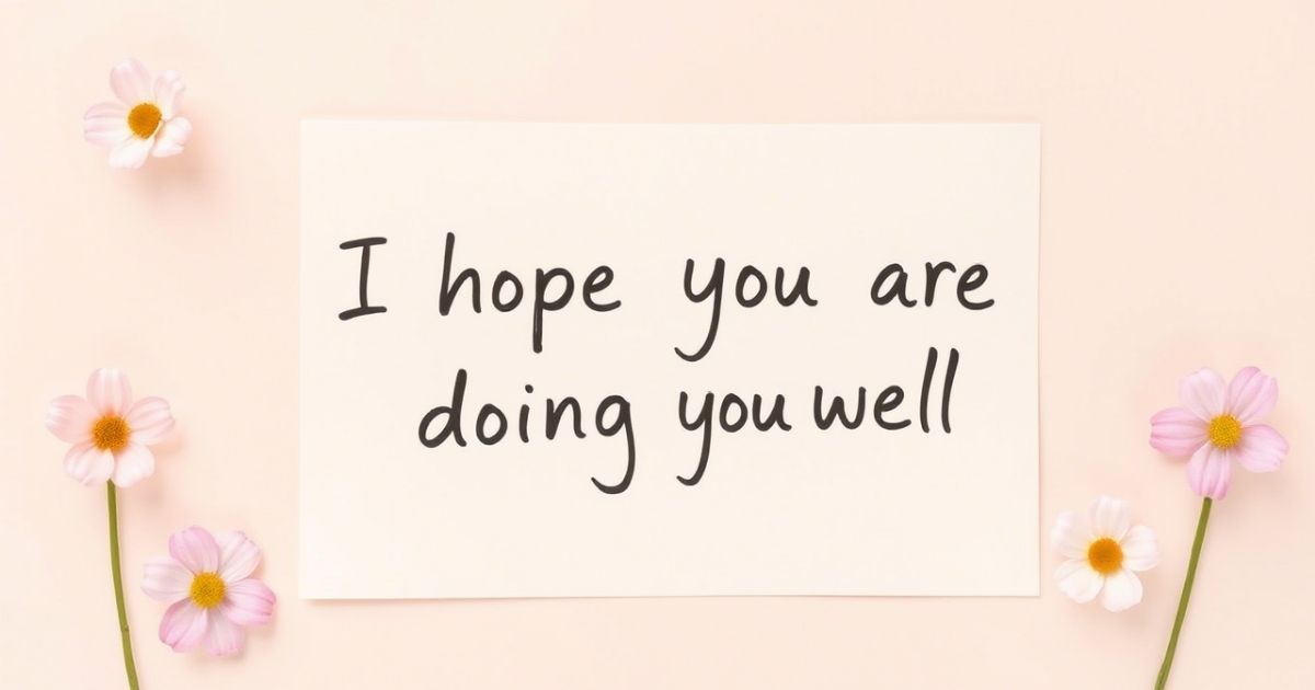 you Are Doing Well